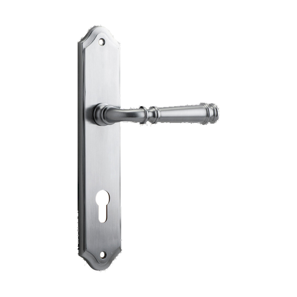 Door Lever Verona Shouldered Euro Brushed Chrome CTC85mm H237xW50xP59mm in Brushed Chrome