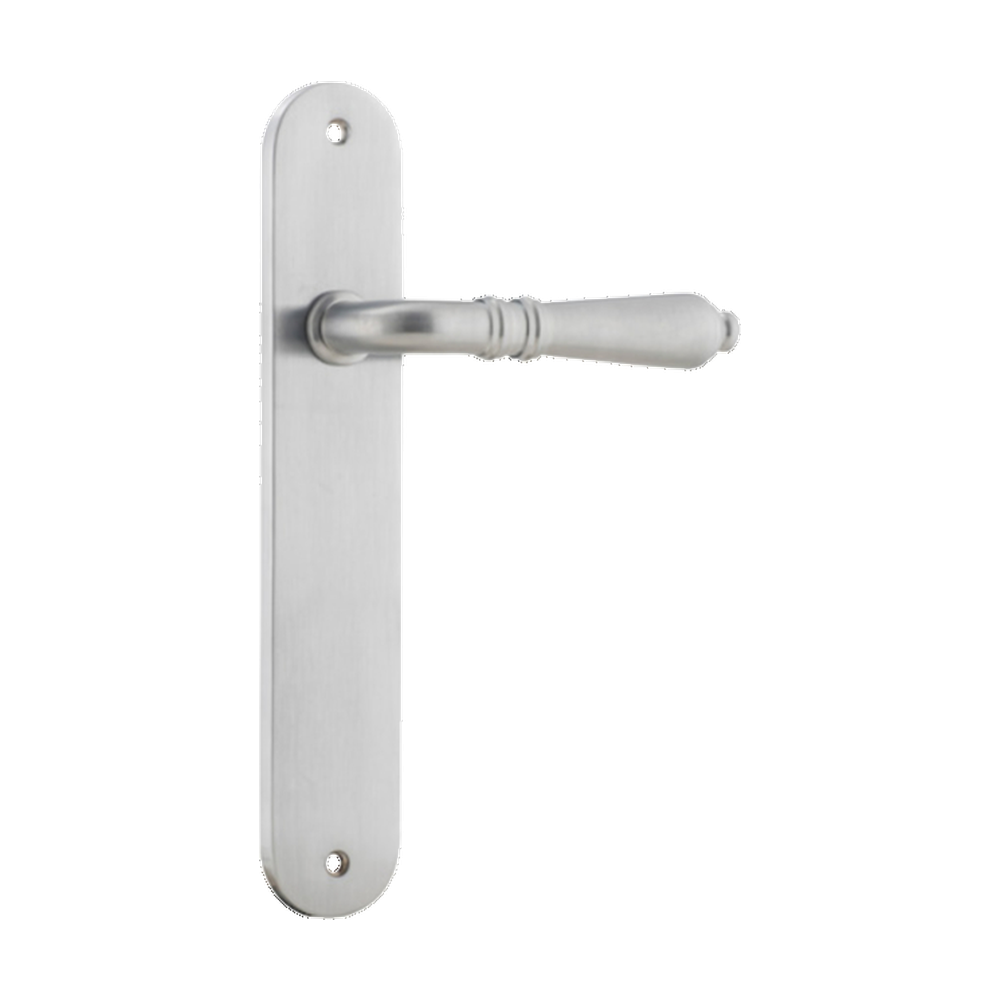 Door Lever Sarlat Oval Latch Brushed Chrome H230xW40xP55mm in Brushed Chrome