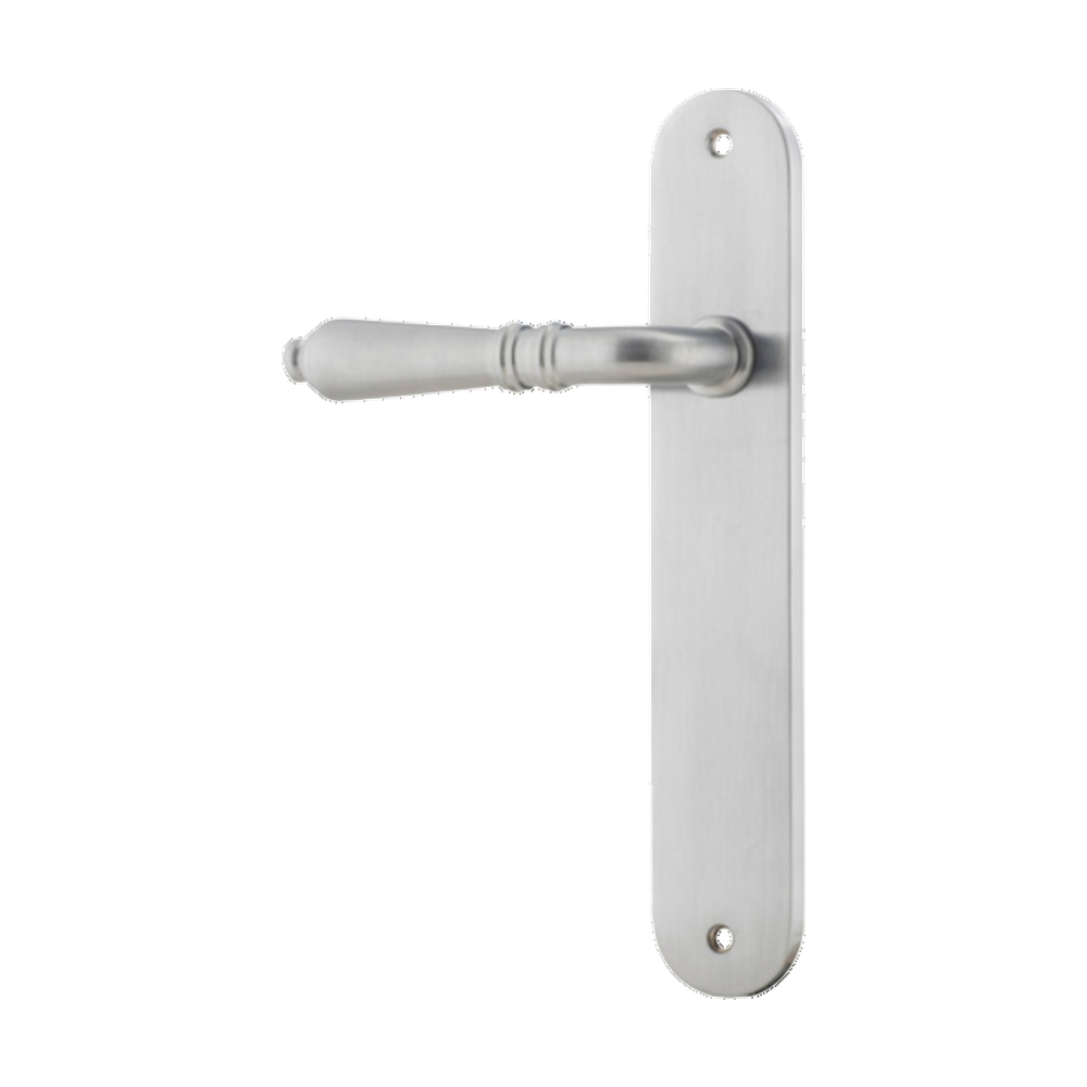 Door Lever Sarlat Oval Latch Left Hand Fixed Brushed Chrome L111xP53mm BPH240xW40mm in Brushed Chrome