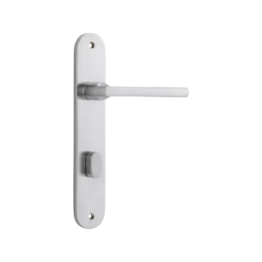 Door Lever Baltimore Oval Privacy Brushed Chrome CTC85mm H230xW40xP55mm in Brushed Chrome