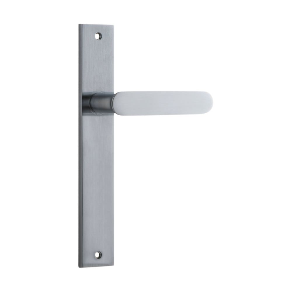 Door Lever Bronte on Long Backplate Brushed Chrome H240xW38xP65mm in Brushed Chrome