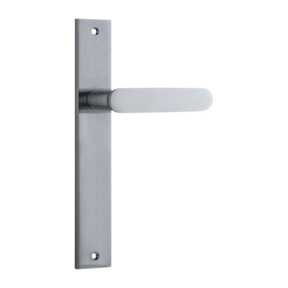 Door Lever Bronte on Long Backplate Brushed Chrome H240xW38xP65mm in Brushed Chrome