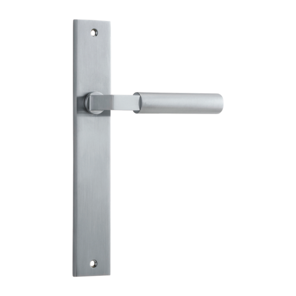 Door Lever Berlin Rectangular Latch Brushed Chrome H240xW38xP57mm in Brushed Chrome