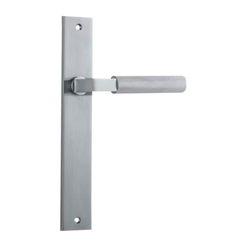 Door Lever Brunswick Rectangular Latch Brushed Chrome H240xW38xP60mm in Brushed Chrome