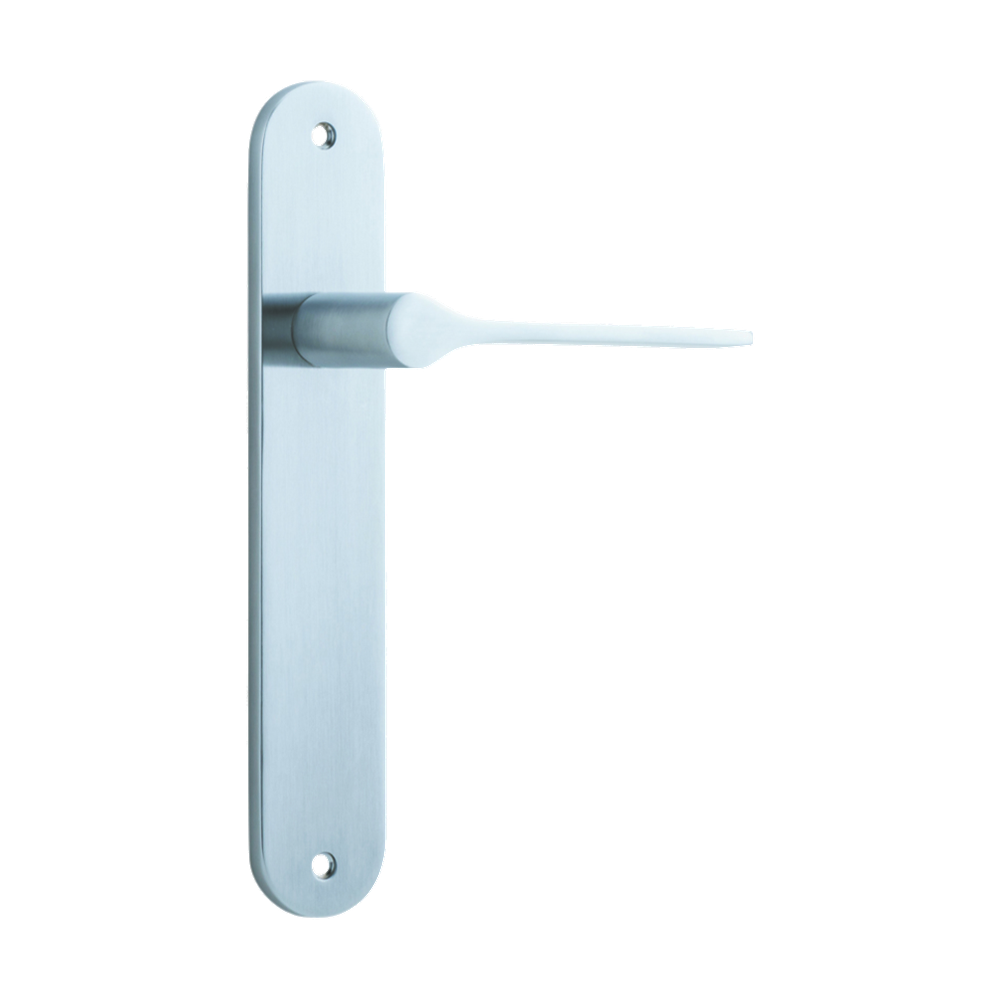 Door Lever Como Oval Latch Brushed Chrome H240xW40xP59mm in Brushed Chrome