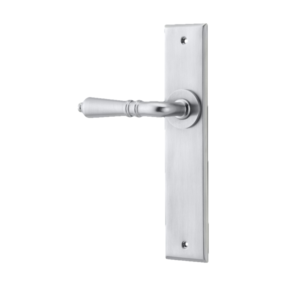Door Lever Sarlat Chamfered Latch Brushed Chrome H240xW50xP55mm Fixed Half Set Left Hand in Brushed Chrome