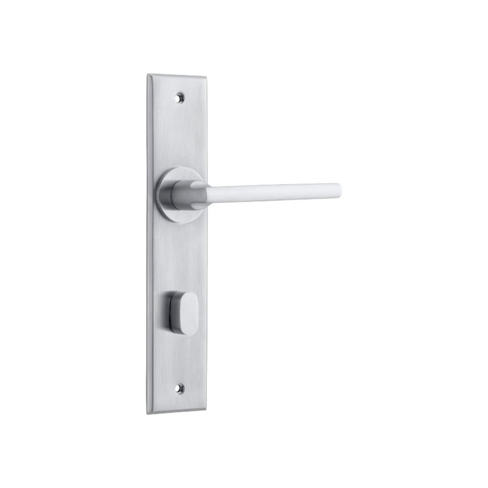 Baltimore Chamfered Privacy Brushed Chrome 85mm H240xW50xP55mm in Brushed Chrome