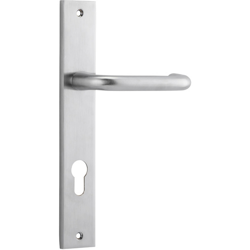 Door Lever Oslo Rectangular Euro Brushed Chrome CTC85mm H237xW50xP57mm in Brushed Chrome