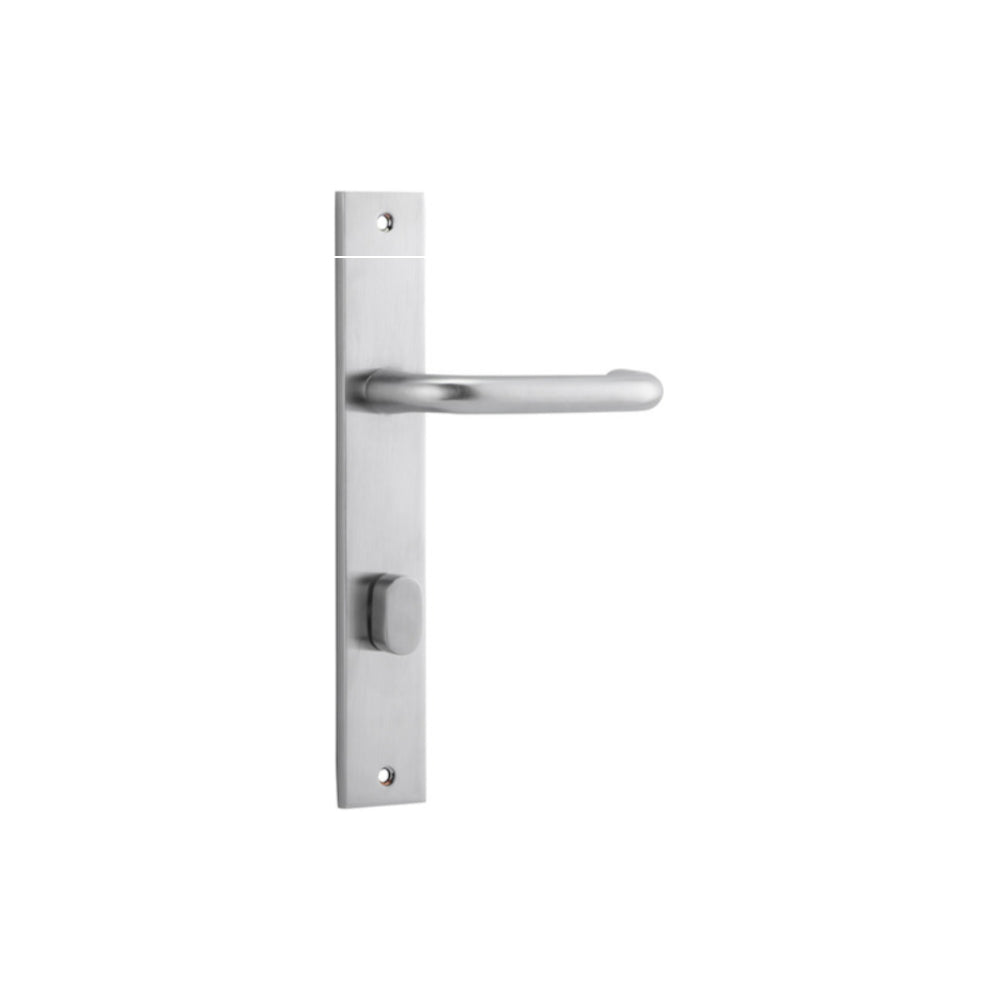 Door Lever Oslo Rectangular Privacy Brushed Chrome CTC85mm H237xW50xP57mm in Brushed Chrome