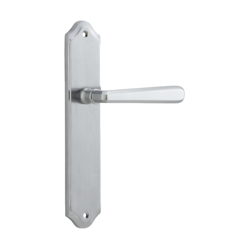 Door Lever Copenhagen Shouldered Latch Pair Brushed Chrome H250xW48xP61mm in Brushed Chrome