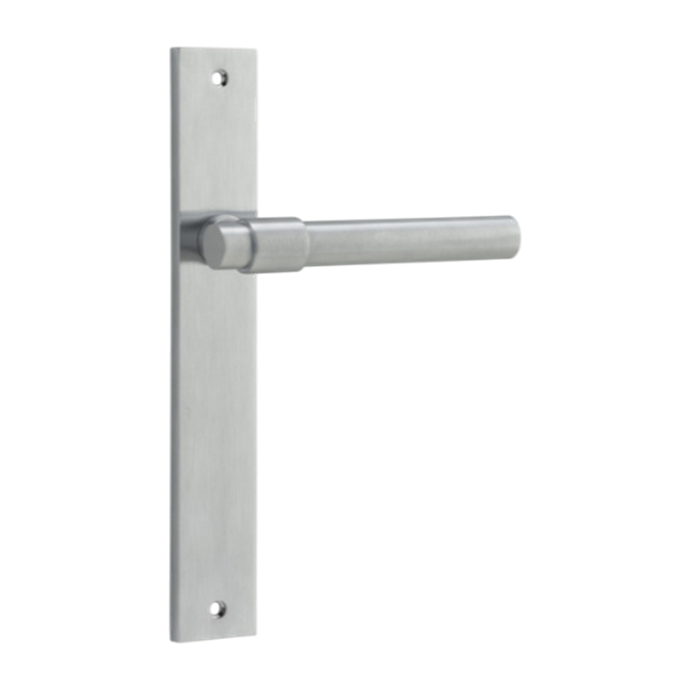 Door Lever Helsinki on Long Backplate Pair Brushed Chrome H240xW38xP44mm in Brushed Chrome