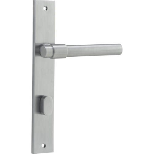 Door Lever Helsinki Rectangular Privacy Pair Brushed Chrome CTC85mm H240xW38xP44mm in Brushed Chrome