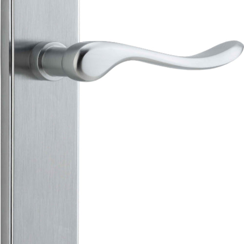 Door Lever Stirling Shouldered Latch Pair Brushed Chrome H250xW48xP64mm in Brushed Chrome