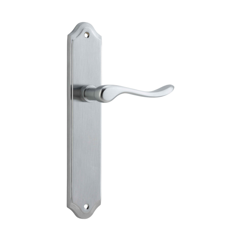 Door Lever Stirling Shouldered Latch Pair Brushed Chrome H250xW48xP64mm in Brushed Chrome