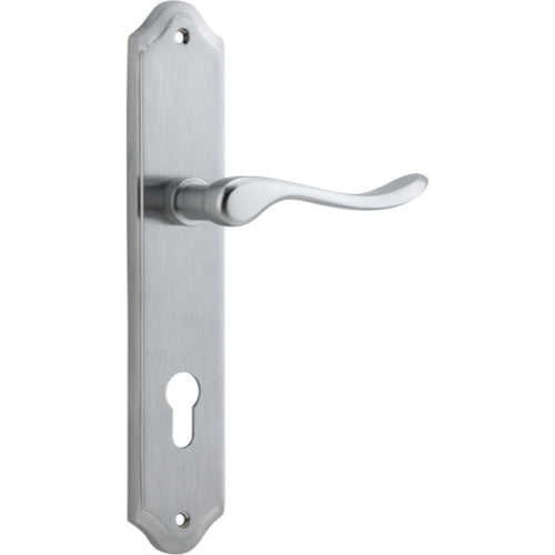 Door Lever Stirling Shouldered Euro Pair Brushed Chrome CTC85mm H250xW48xP64mm in Brushed Chrome