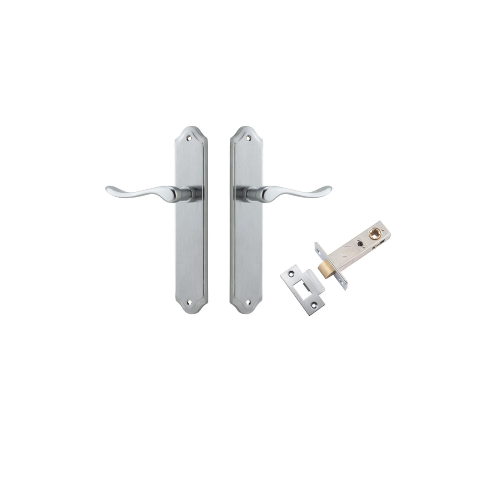Door Lever Stirling Shouldered Latch Pair Brushed Chrome H250xW48xP64mm Passage Kit Tube Latch Split Cam 'T' Striker Brushed Chrome Backset 60mm in Brushed Chrome
