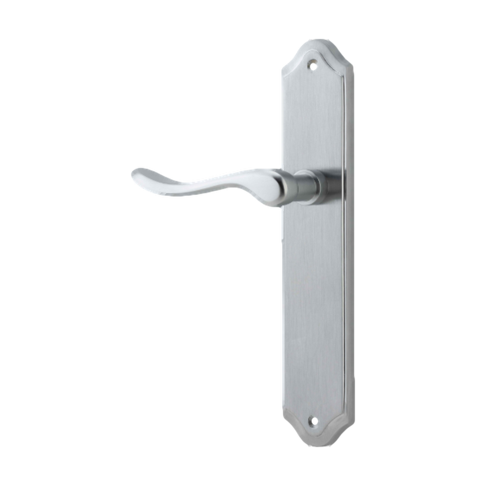 Door Lever Stirling Shouldered Latch Left Hand Fixed Brushed Chrome L116xP64mm BPH250xW48mm in Brushed Chrome