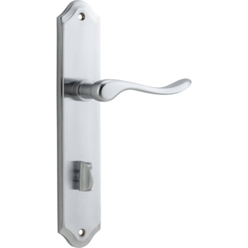 Door Lever Stirling Shouldered Privacy Pair Brushed Chrome CTC85mm H250xW48xP64mm in Brushed Chrome