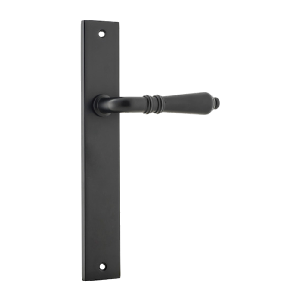 Door Lever Sarlat on Long Backplate Matt Black H240xW38xP55mm in Matt Black