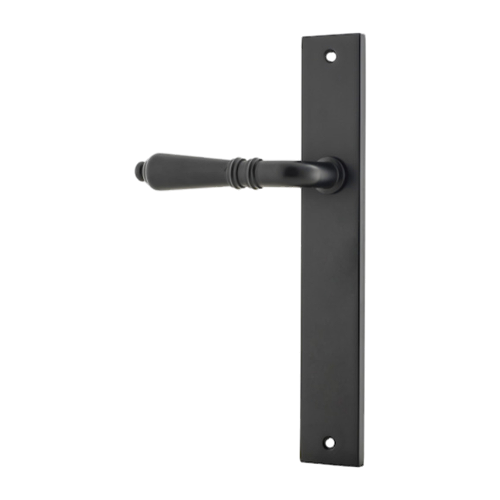 Door Lever Sarlat Rectangular Latch Left Hand Fixed Matt Black L111xP53mm BPH240xW38mm in Matt Black