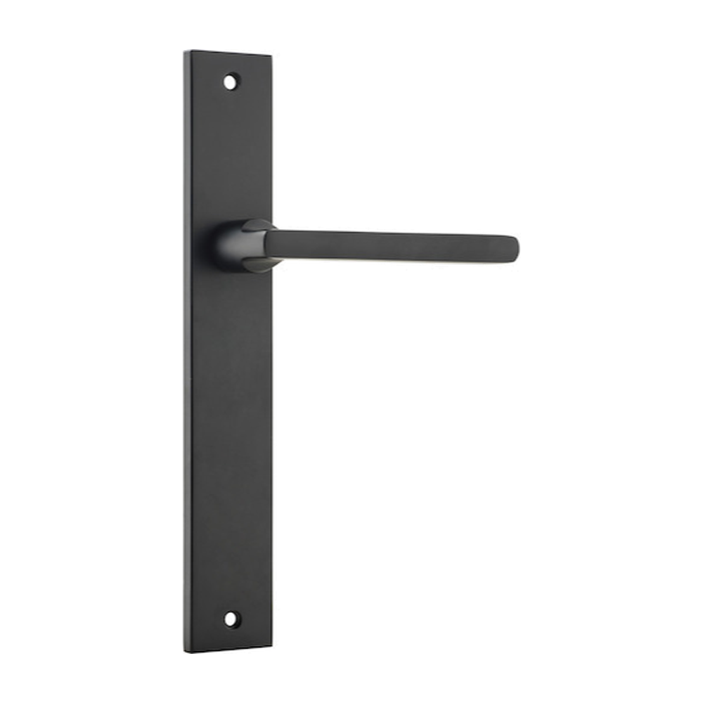 Door Lever Baltimore on Long Backplate Matt Black H240xW38xP55mm in Matt Black