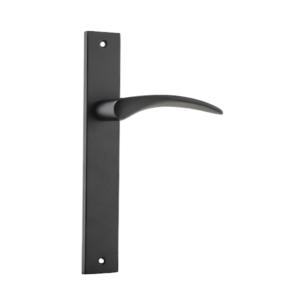 Door Lever Oxford on Long Backplate Matt Black H240xW38xP60mm in Matt Black