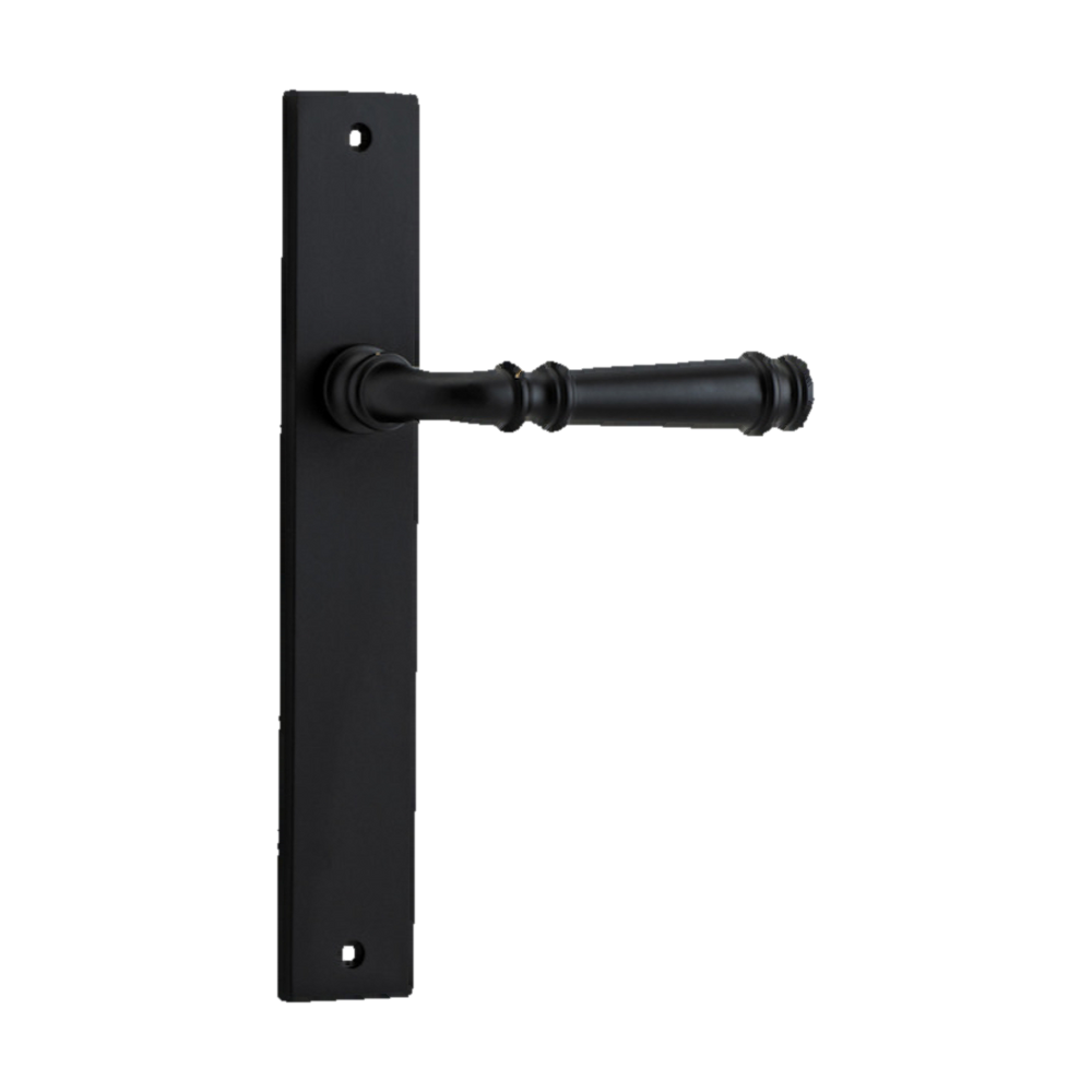 Door Lever Verona on Long Backplate Matt Black H237xW50xP59mm in Matt Black