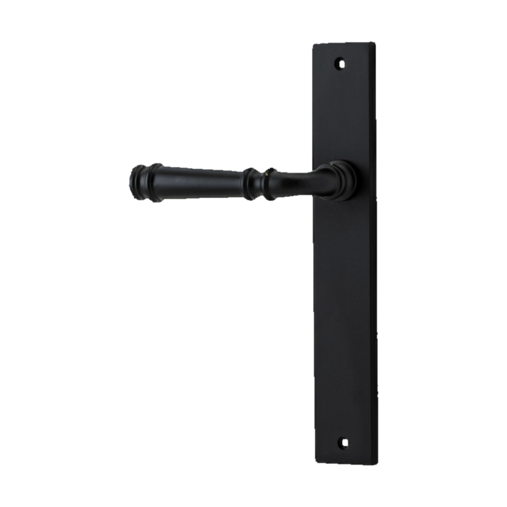 Door Lever Verona Rectangular Latch Left Hand Fixed Matt Black L122xP56mm BPH240xW38mm in Matt Black