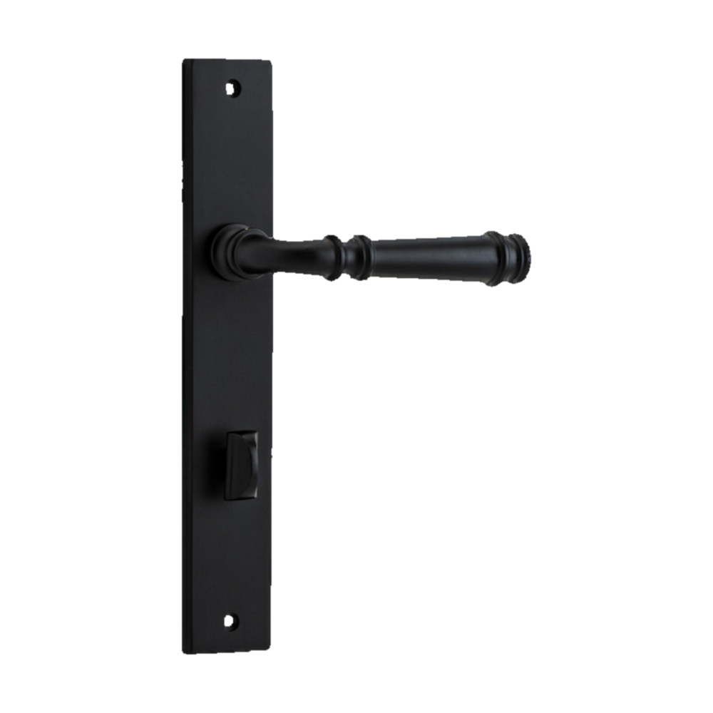 Door Lever Verona Rectangular Privacy Matt Black CTC85mm H237xW50xP59mm in Matt Black