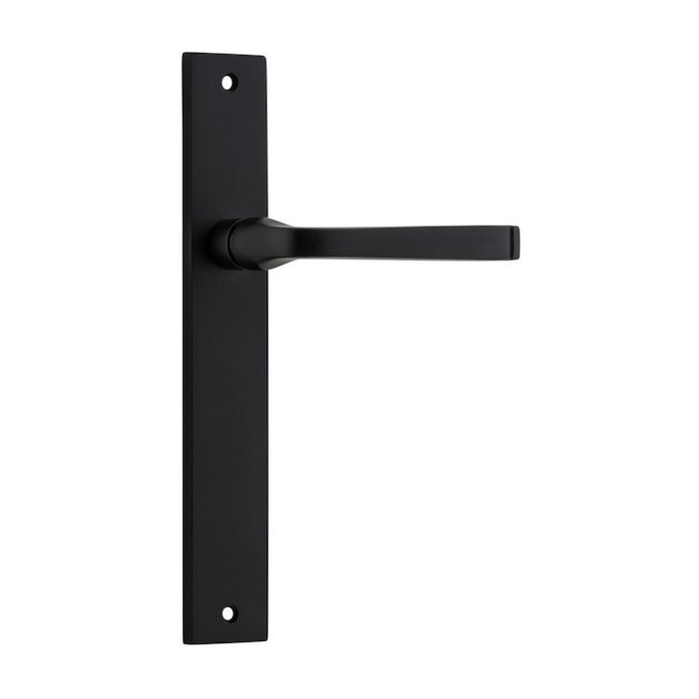 Door Lever Annecy on Long Backplate Matt Black H237xW50xP65mm in Matt Black