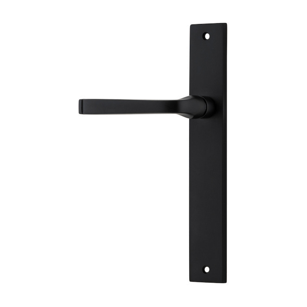 Door Lever Annecy Rectangular Latch Left Hand Fixed Matt Black L117xP63mm BPH240xW38mm in Matt Black