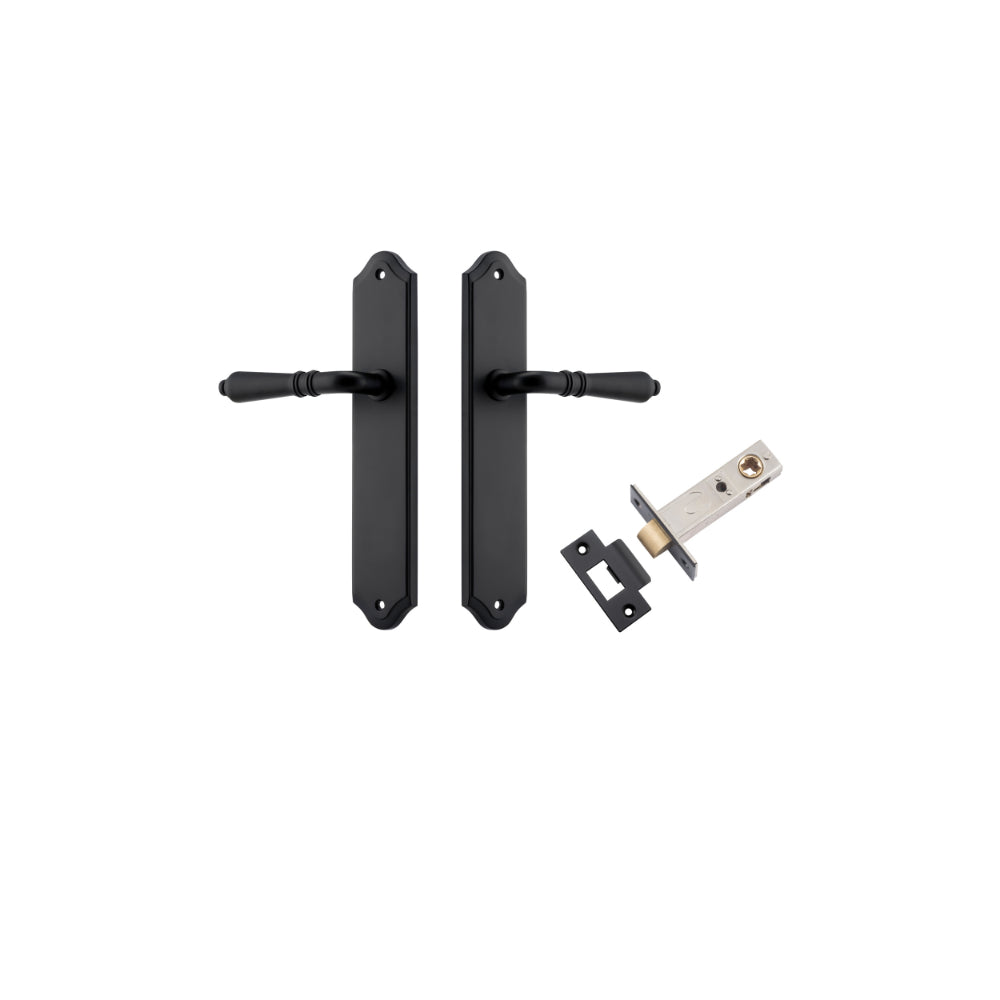 Door Lever Sarlat Shouldered Latch Matt Black H250xW48xP57mm Passage Kit Tube Latch Split Cam 'T' Striker Matt Black Backset 60mm in Matt Black