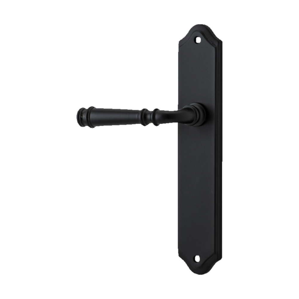 Door Lever Verona Shouldered Latch Left Hand Fixed Matt Black L122xP58mm BPH250xW48mm in Matt Black