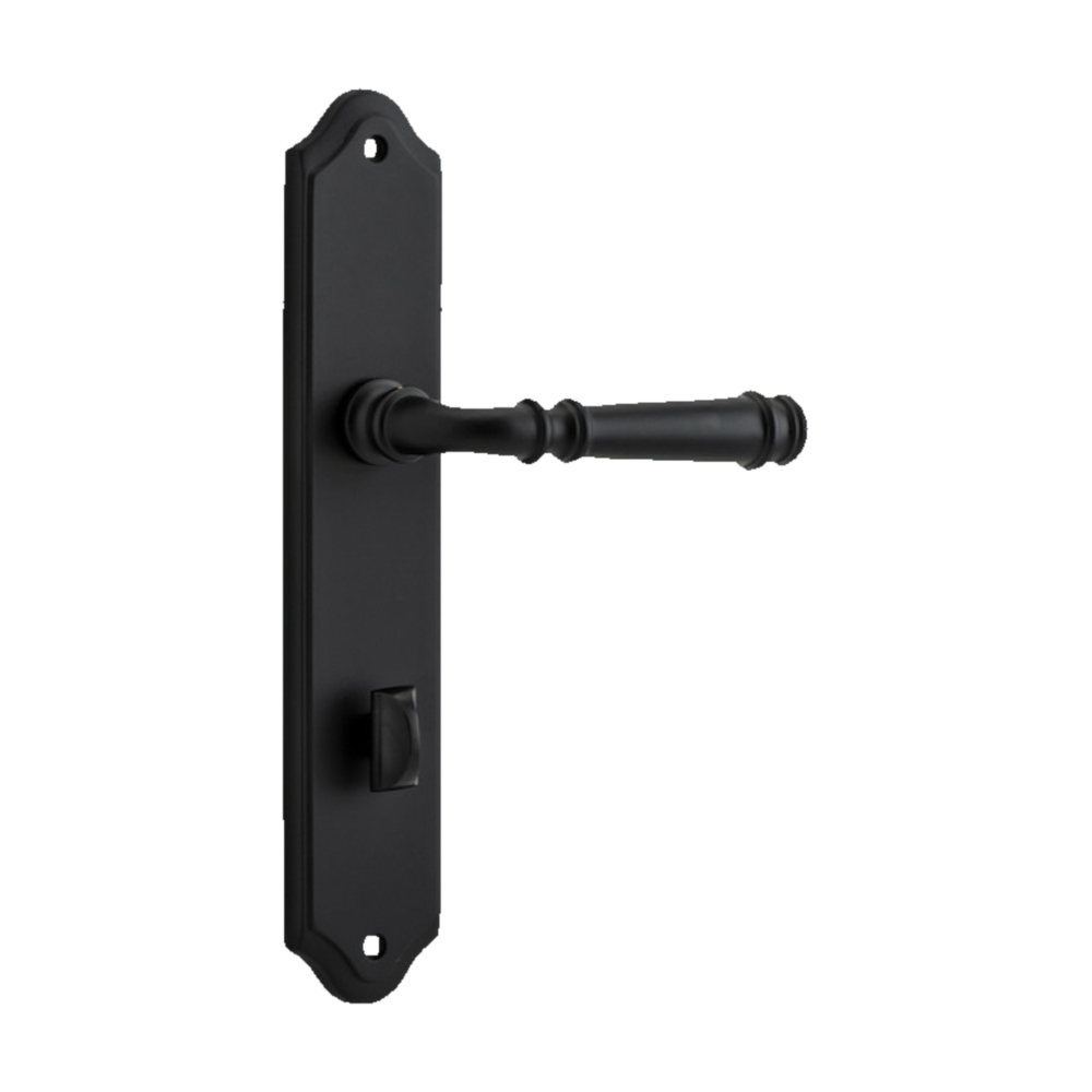 Door Lever Verona Shouldered Privacy Matt Black CTC85mm H237xW50xP59mm in Matt Black