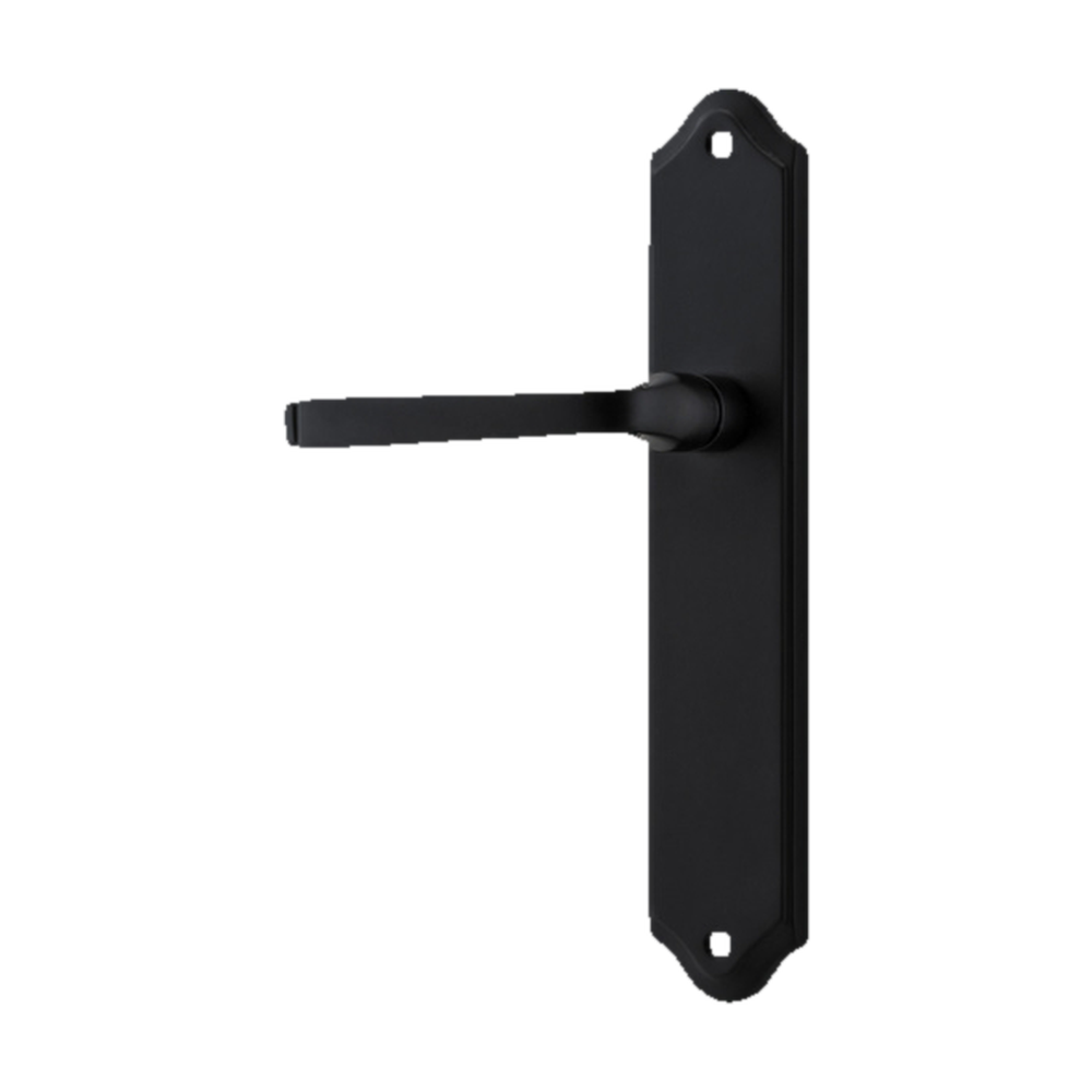 Door Lever Annecy Shouldered Latch Left Hand Fixed Matt Black L117xP65mm BPH250xW48mm in Matt Black