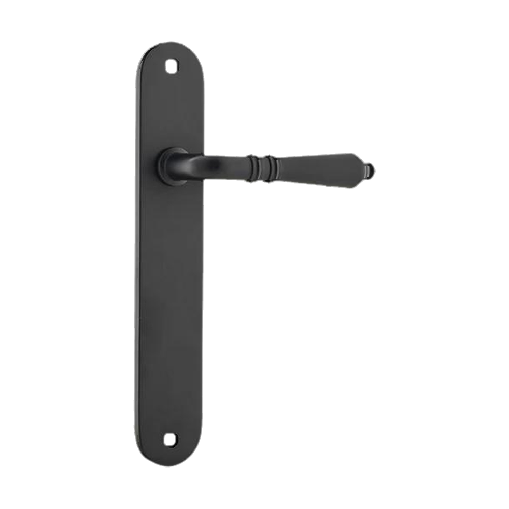 Door Lever Sarlat Oval Latch Matt Black H230xW40xP55mm in Matt Black
