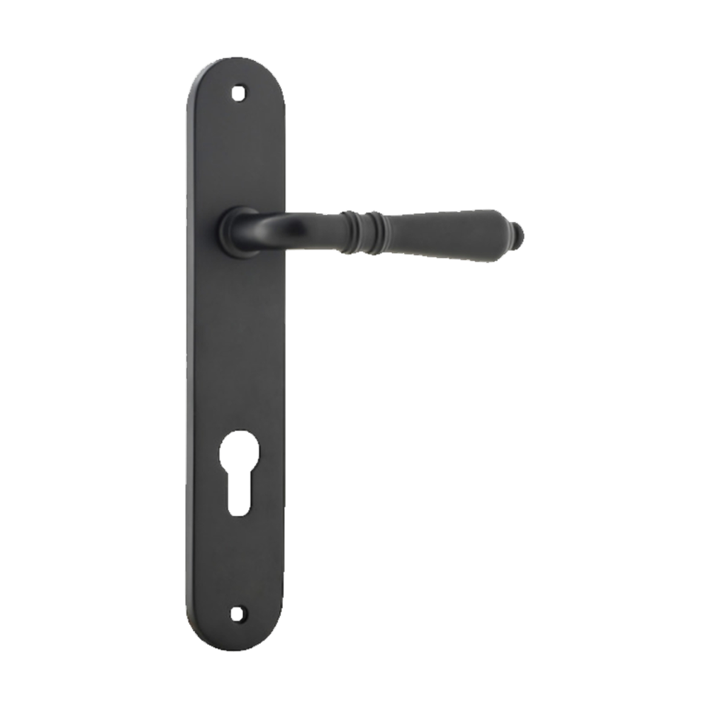 Door Lever Sarlat Oval Euro Matt Black CTC85mm H230xW40xP55mm in Matt Black