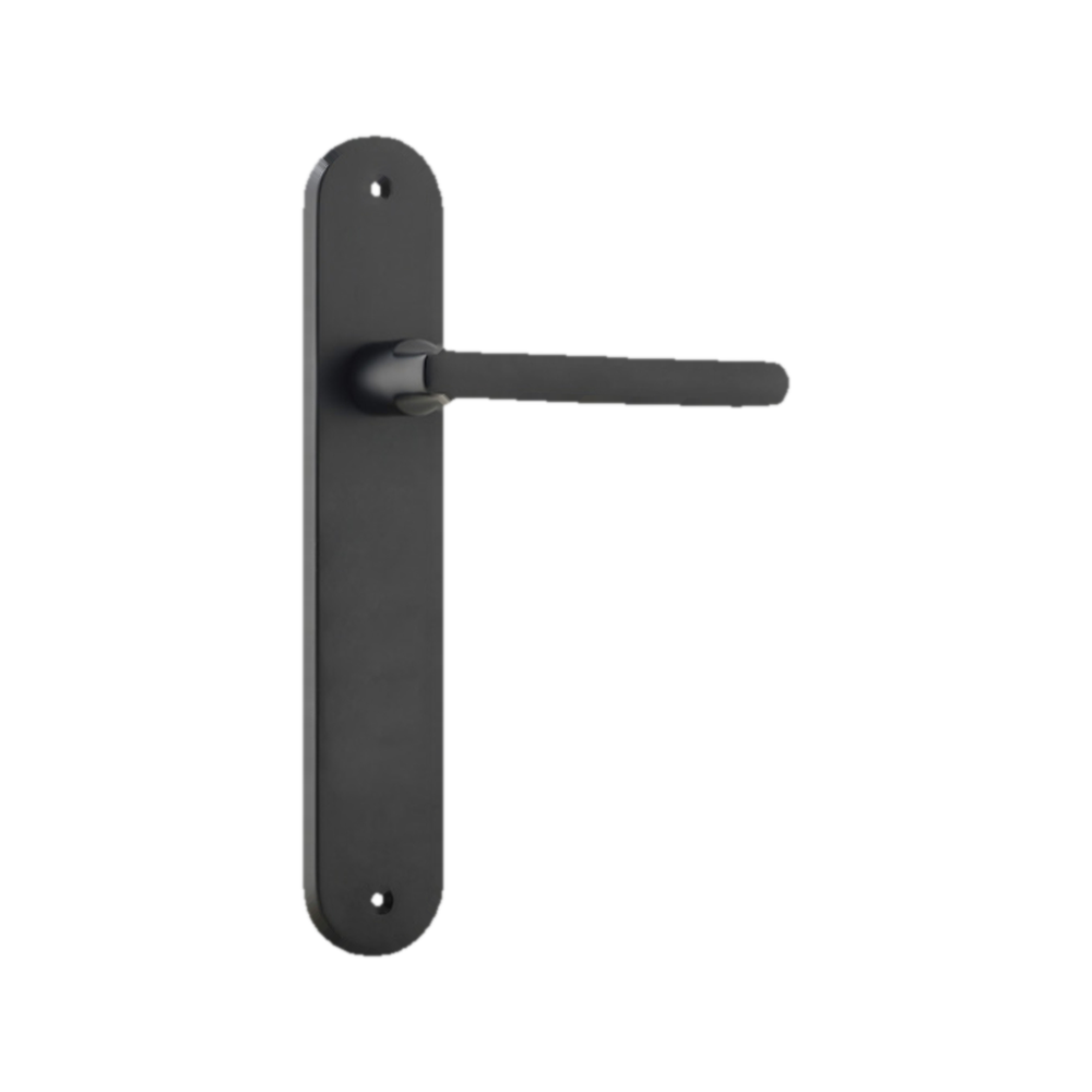 Door Lever Baltimore Oval Latch Matt Black H230xW40xP55mm in Matt Black