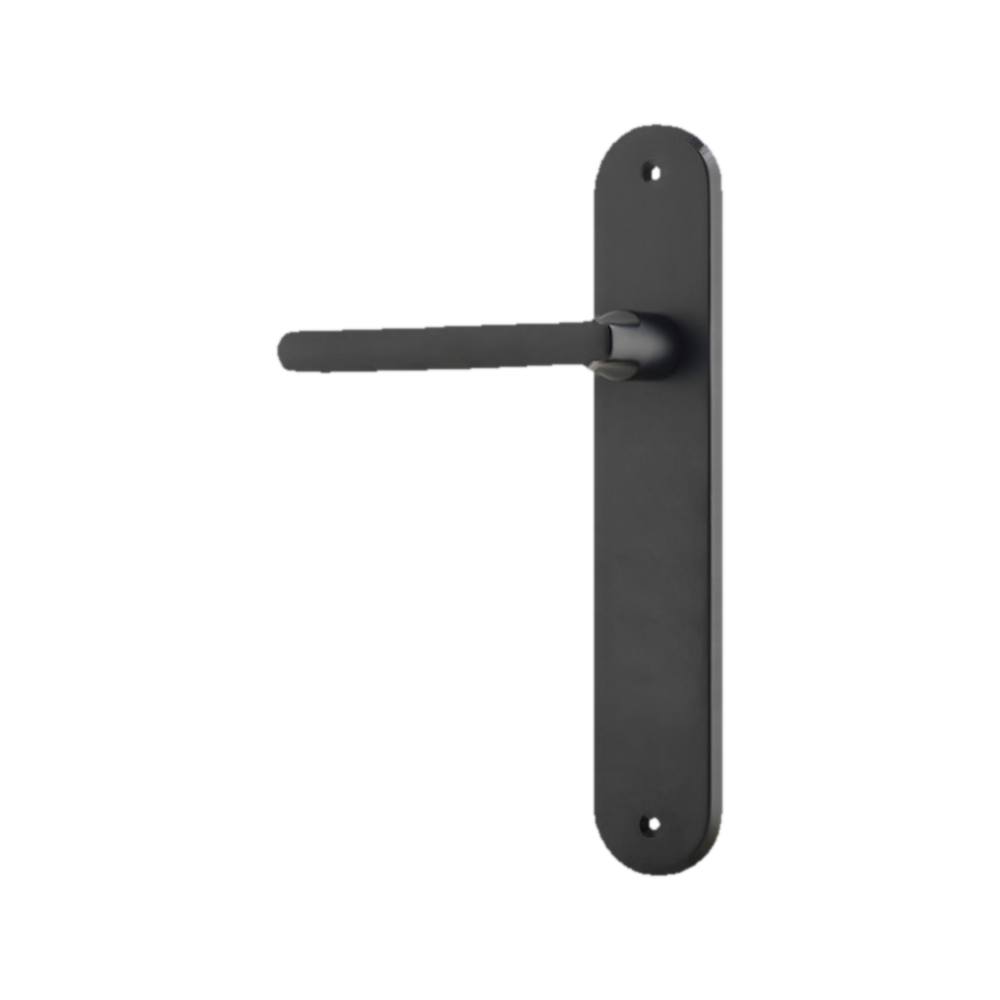 Door Lever Baltimore Oval Latch Left Hand Fixed Matt Black L118xP54mm BPH240xW40mm in Matt Black
