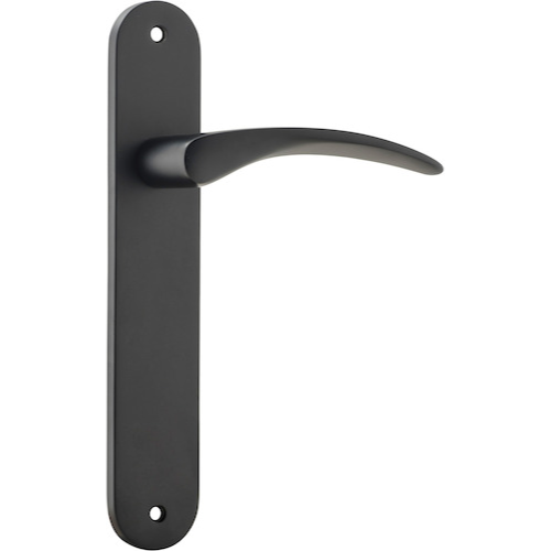 Door Lever Oxford Oval Latch Matt Black H230xW40xP60mm in Matt Black