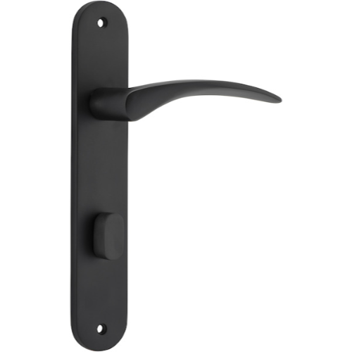 Door Lever Oxford Oval Privacy Matt Black CTC85mm H230xW40xP60mm in Matt Black
