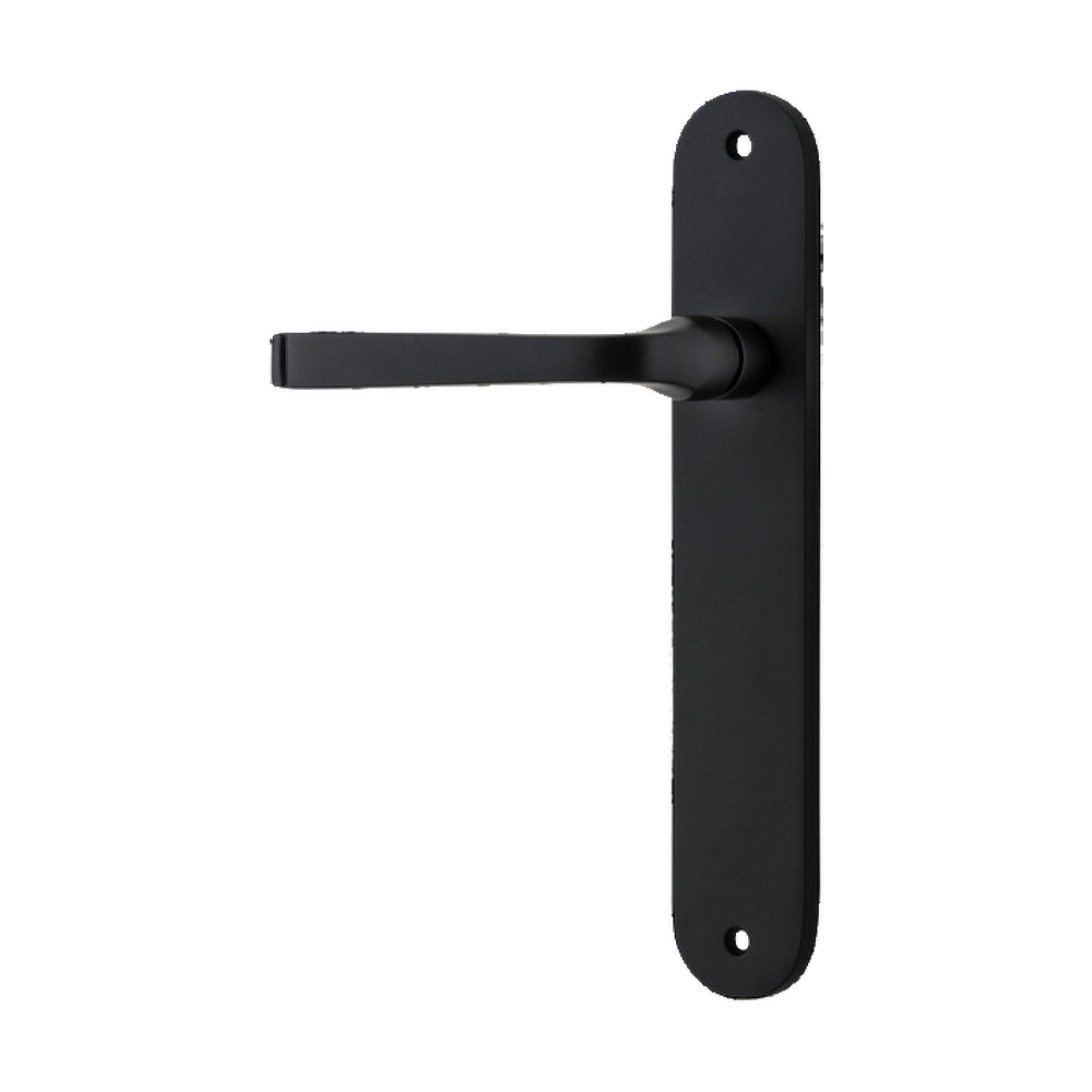 Door Lever Annecy Oval Latch Left Hand Fixed Matt Black L117xP63mm BPH240xW40mm in Matt Black
