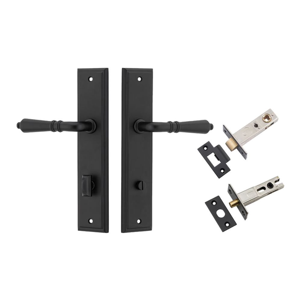 Door Lever Sarlat Stepped Matt Black Privacy Kit in Matt Black