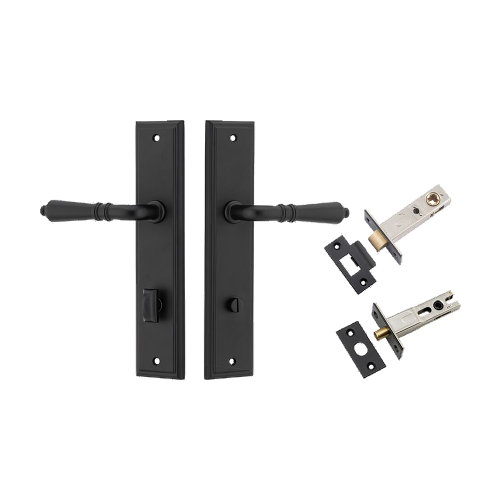 Door Lever Sarlat Stepped Matt Black Privacy Kit in Matt Black