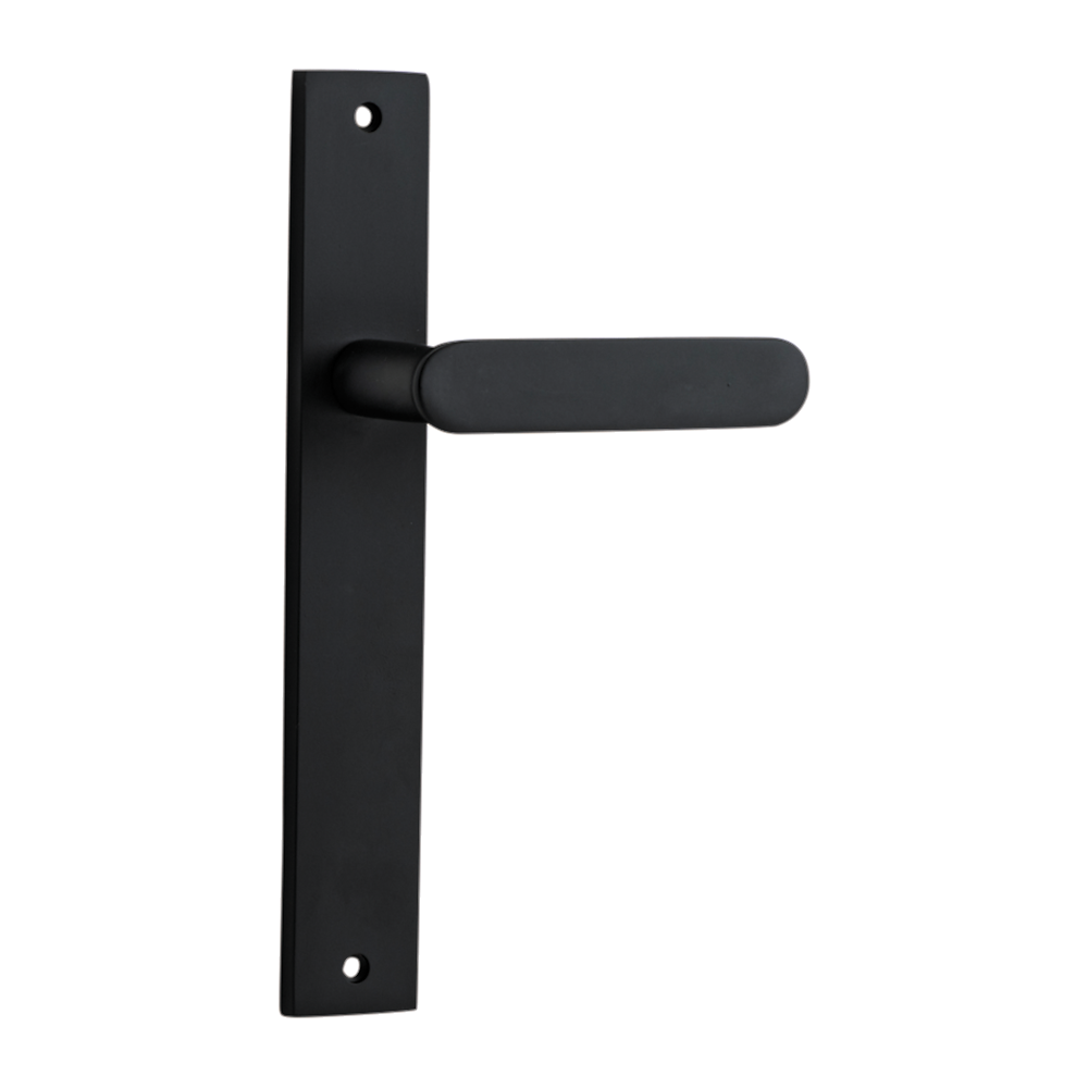 Door Lever Bronte on Long Backplate Matt Black H240xW38xP56mm in Matt Black