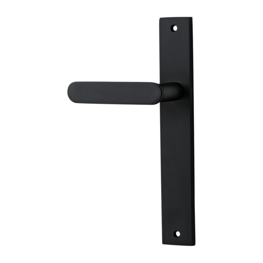 Door Lever Bronte Rectangular Latch Left Hand Fixed Matt Black L117xP53mm BPH240xW38mm in Matt Black