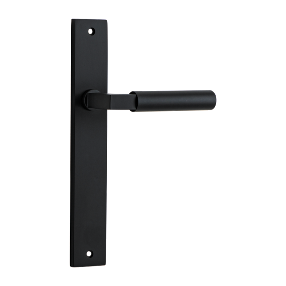 Door Lever Berlin Rectangular Latch Left Hand Fixed Matt Black L120xP57mm BPH240xW38mm in Matt Black