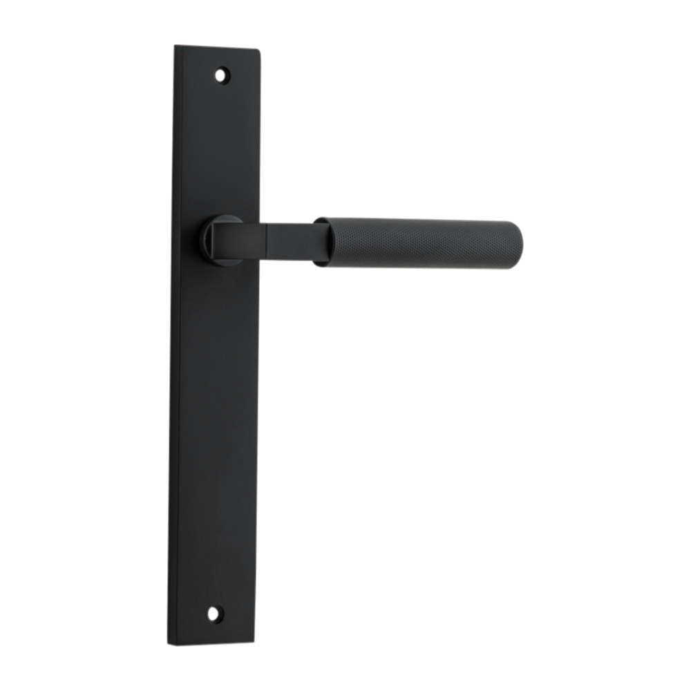Door Lever Brunswick Rectangular Latch Matt Black H240xW38xP60mm in Matt Black