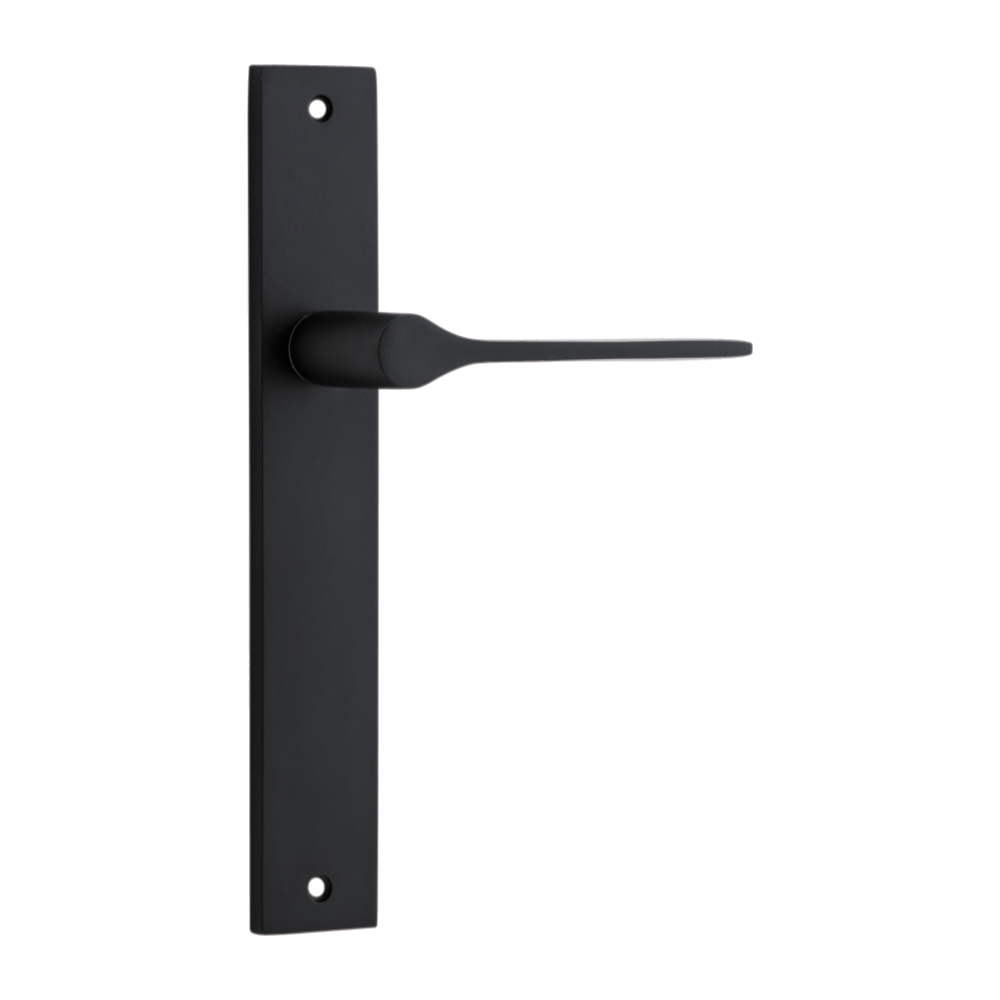 Door Lever Como Rectangular Latch Right Hand Fixed Matt Black L119xP59mm BPH240xW38mm in Matt Black