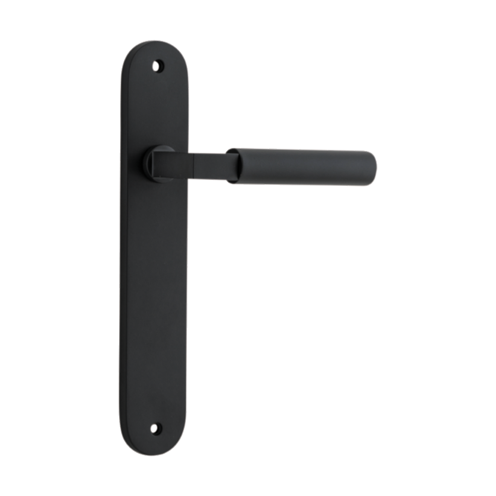 Door Lever Berlin Oval Latch Matt Black H237xW40xP57mm in Matt Black